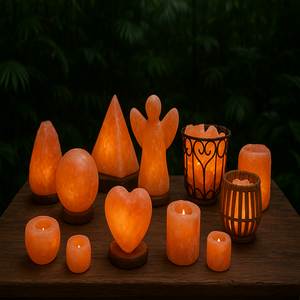 Lámpara de sal de cristal del Himalaya hecha a mano con base de madera de iluminación cálida para relajación y Diseño de Interiores Producto de artesanía natural - Product Image 4