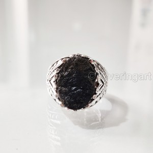 Bague en argent sterling 925 pour homme, avec pierre précieuse naturelle brute de tourmaline noire, pierre de naissance d'octobre, bijoux arabes raffinés, vente en gros - Product Image 4