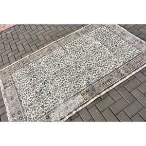 Tapis vintage 3,9x6,8 pieds, tapis turc, tapis en laine patchwork gris brun - Product Image 2