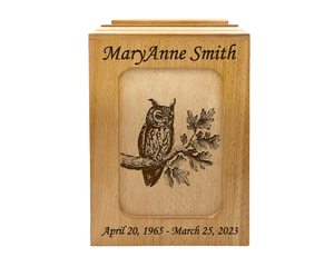 Urna Funeraria de Madera Personalizada con Forma de Búho para Adultos - Product Image 5