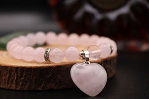 Handmade Luxury Rose Quartz Beaded <b>Bracelet</b> 8MM Natural Gemstone Heart Pendant <b>Healing</b> Jewelry for Women Gift - Product Image 2