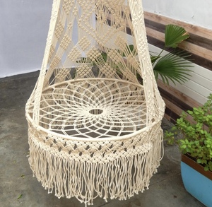 100% fait à la main macramé balançoire suspendue intérieur extérieur Boho Style macramé tissé à la main grand hamac suspendu chaise balançoire - Product Image 4
