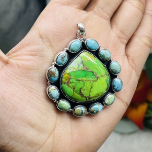 Pendentif turquoise Arizona Sleeping Beauty, pendentif en argent sterling 925, pendentif en pierre, pierre véritable, pendentif bohème - Product Image 2