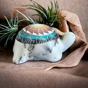 Vanessa Sam Navajo <b>Handmade</b> Turtle Clay <b>Pottery</b> Enamel Finish Animal Figurine for Home Decor & Souvenir - Product Image 1