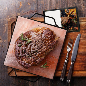 Blocs de sel rose pur biologique avec plateau en fer, dalles de sel rose de l'Himalaya pour la cuisson, blocs de sel pour grillades, dalles de sel de qualité supérieure - Product Image 2