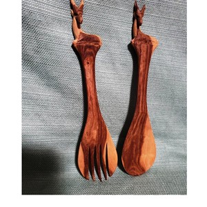 Juego de utensilios para ensalada de acacia hechos a mano, ecológicos, aptos para lavavajillas, utensilios para ensalada para el hogar y la cocina, hechos en India - Product Image 1