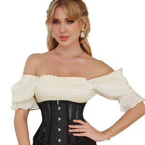 Tan Cotton Steel Boned <b>Corset</b> <b>Women</b> Comfortable Waist Training Bustier Top for Daily Wear and Support - Product Image 5