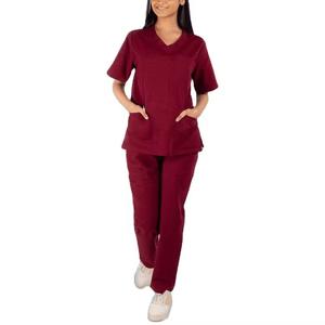 Haute qualité femmes gommages médicaux mode vêtements de travail col en v manches courtes unisexe uniformes d'allaitement dessinés à la main vente en gros directe - Product Image 6