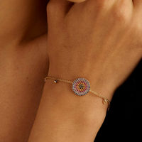 Pulsera de Cadena de Discos de Oro Sólido de 14K y 18K con Zafiros Multicolores Certificados Libres de Níquel, Regalo Perfecto para Aniversario de Bodas