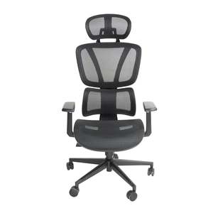 Chaise de bureau noire haut de gamme avec soutien lombaire réglable, design ergonomique en maille, pliable, en mousse et aluminium, pour usage domestique ou professionnel - Product Image 1