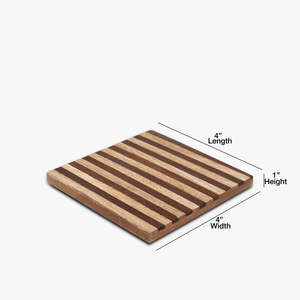 Juego de 4 posavasos cuadrados de madera con soporte de hierro para mesa de comedor Posavasos de barra de madera para mesa de centro Cocina - Product Image 6