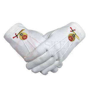 Gants en coton blanc 100% en gros avec broderie G en forme de compas carré, gants de qualité supérieure - Product Image 3