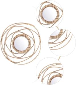 Haute bonne qualité bambou rotin petit miroir rond salle de bain miroir décor personnaliser paquet chambre meubles - Product Image 3