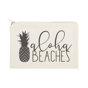 Aloha Beaches Cotton Canvas Cosmetic Organizer Bag Eco-Friendly <b>Portable</b> Makeup Bag Custom Logo Featuring Fruit Pattern Casual - Product Image 1