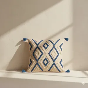 Ethnic Patterned Geometric Embroidered Square <b>Cushion</b> <b>Cover</b> for Home Decor Without Inner Filling - Product Image 2