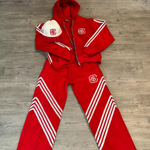 Ropa de calle personalizada de alta calidad de gran tamaño 100% algodón fabricante de chándal apilado pantalones de chándal en blanco y conjunto con capucha para hombres - Product Image 1