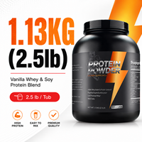 Mélange de protéines de lactosérum et de soja en poudre 1,13 kg saveur vanille, supplément nutritionnel sportif riche en protéines pour la croissance musculaire et la récupération OEM ODM