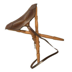 Tabouret pliant en cuir véritable et bois avec logo personnalisé en gros, produits de plein air et de chasse, tabouret pliant - Product Image 6