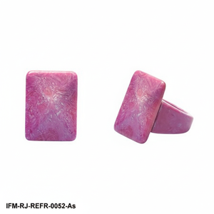 Anillo de Resina Rosa Marmoleado, Joyería de Diseño con Remolino Magenta y Lavanda, Anillo Rectangular Grueso Hecho a Mano - Product Image 3