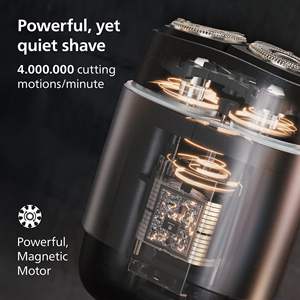 Afeitadora Eléctrica Inalámbrica Rotativa, Uso en Seco y Húmedo, Triple Cuchilla, Estuche de Viaje, Resistente al Agua IPX7, Idioma de Funcionamiento Alemán, Afeitadora Facial - Product Image 1