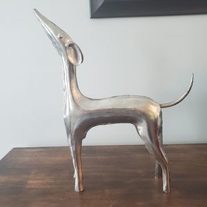 อลูมิเนียม วินเทจ สีเงิน เสร็จสิ้นสุนัข ของแต่งบ้าน - Product Image 4
