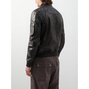 Veste en cuir noir de haute qualité pour hommes avec fermeture à glissière motif de lettre de saison d'hiver personnalisé en gros - Product Image 2