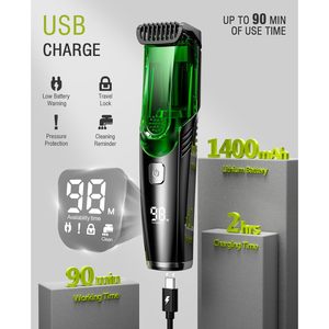 Tondeuse à barbe électrique rechargeable pour hommes, longueur réglable, tondeuse à moustache, lame en acier inoxydable, étanche IPX7, batterie - Product Image 6