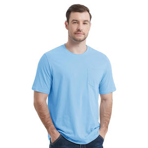 Offre Spéciale anti-rides 100% coton T-shirts Logo personnalisé élégant confortable col rond poche t-shirt conception pour les activités de plein air - Product Image 3