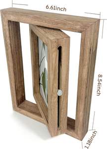 Marco DE FOTOS flotante giratorio, 4x6, Juego de 2, marco de madera de doble cara, se adapta a fotos verticales u horizontales, mesa rústica - Product Image 2