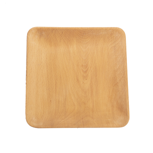 Grande assiette carrée en bois de hêtre 25x25cm - Plat de service en bois massif naturel - Ustensile de cuisine carré durable - Product Image 3