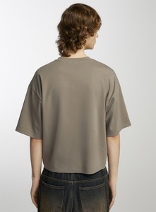 T-shirts en tricot surdimensionnés pour hommes de bonne qualité 100% coton poids lourd personnalisés respirants lavés - Product Image 3