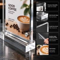 Support de table en acrylique transparent personnalisé pour affichage publicitaire de menus d'hôtel, de réception ou de café