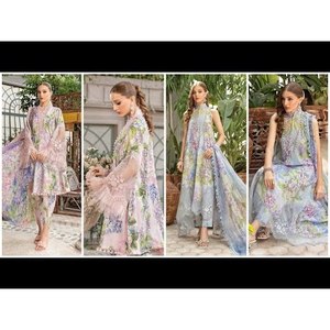 Maria B. Eid Edition Design 1A TC-486 Elegant V-neck Full Sleeve Breathable <b>Blazer</b> Chiffon Fabric Top for Spring/Summer - Product Image 2
