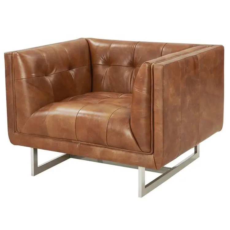 Chesterfield en cuir de style nordique classique, fauteuil de salon 1 place, canapé de luxe moderne en cuir