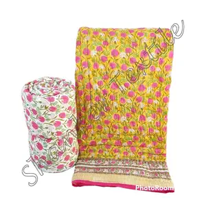 Jaipuri World terkenal Jaipuri Hand Block cetak Rajai etnik buatan tangan seprai dekorasi gudri seprai tenun desain baru rajai