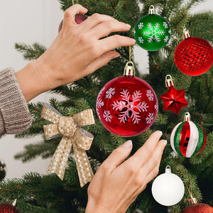 Set di 44 Palline di Natale di Lusso, Ornamenti in Plastica di Alta Qualità da 8 cm con Finitura Simil-Cristallo, Dettagli Artigianali, Confezionati in Scatole - Product Image 4