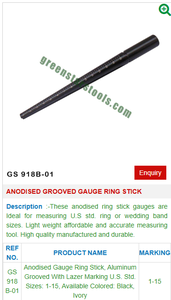 Jauge à anneaux rainurée anodisée en aluminium, outil de mesure pour bijoux |   Numéro d'article GS-918B-01 - Product Image 2