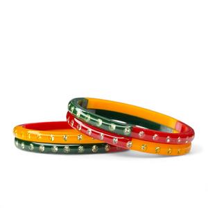 Ensemble de bracelets en acrylique multicolores vibrants avec des accents de strass taille émeraude, vêtements de mariage, vente en gros pour femmes - Product Image 2