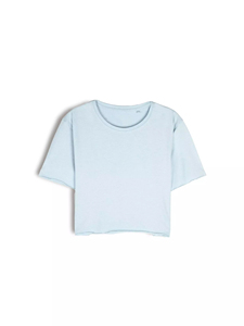 Top Corto con Borde Deshilachado para Mujer, Estilo Urbano Y2K, Corte Holgado, Camiseta Corta, Logotipo Personalizado OEM, 100% Algodón, Top Básico Liso a la Moda - Product Image 4
