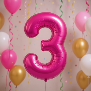 Palloncini Numero Party Love Fucsia N3 45cm Confezione da 12 Pezzi - Product Image 3