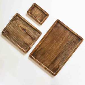 Plateaux en bois naturel respectueux de l'environnement pour fête événement mariage meilleur plateau en bois ensemble nourriture et boisson servant - Product Image 2