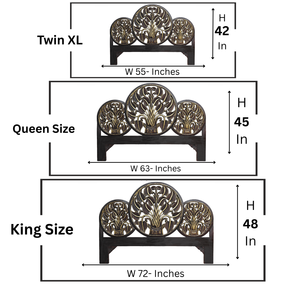 Handmade Boho Carved <b>Wood</b> Bed <b>Headboard</b> Hand Sculpted Wall Art <b>Headboard</b> Black Antique Gold Finish Vintage <b>Headboard</b> Home Decor - Product Image 4