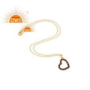 Fait à la main en argent Sterling plaqué or Spessartite grenat pierres précieuses coeur Design pendentif collier Demi Fine fabricant de bijoux - Product Image 2