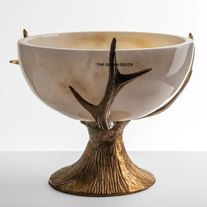 ชามเสิร์ฟทรงกลมเรซิ่นอีพ็อกซี่สำหรับบ้านและเครื่องใช้บนโต๊ะอาหาร ดีไซน์หรูหรา พร้อมฐานตั้งรูปทรงกวางโบราณ สำหรับตกแต่ง - Product Image 1
