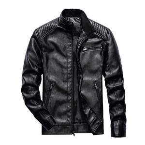 Chaqueta de cuero cálida de invierno a la moda informal para hombre, buena calidad, cuello vuelto, tela larga, nueva condición - Product Image 1