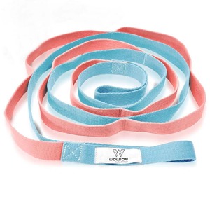 Sangle de Yoga personnalisée de haute qualité 8 boucles bande entraînement étirement ceinture de Fitness tissu élastique vente directe d'usine matériel de coton. - Product Image 4