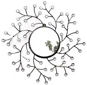 กระจกติดผนังดีไซน์ใบไม้แบบโบราณกรอบโลหะหรูหราสำหรับห้องนั่งเล่นในบ้านโรงแรมห้องโถงของตกแต่งภายในที่มีสไตล์ - Product Image 5