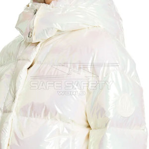 Chaqueta acolchada de nailon de alta calidad para mujer, chaqueta de invierno acolchada transpirable con estampado de logotipo personalizado, cremallera, lona acabada de otoño - Product Image 5