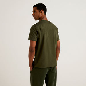 Alta calidad 100% algodón hombres verano moda Casual camisetas Color sólido diseño liso precio al por mayor camisetas en blanco - Product Image 2