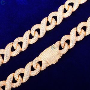Colorless Lab Grown Diamond Hip Hop <b>Chain</b> Solid <b>Gold</b> Plated Iced Out <b>Chain</b> Unique Infinity <b>Link</b> <b>Chain</b> For Men's - Product Image 5